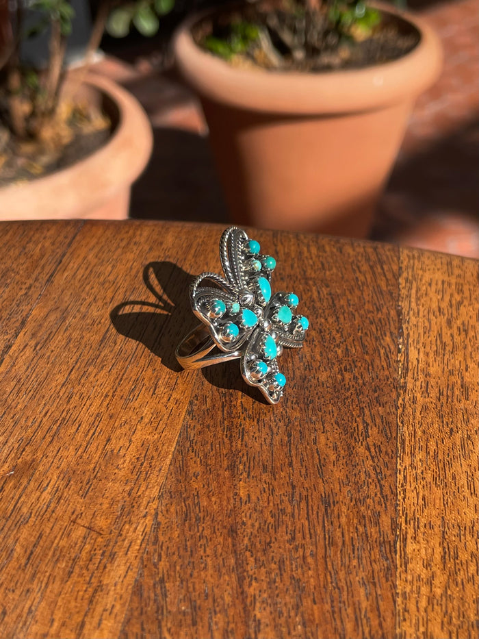 Turquoise Butterfly Ring Size 9 | 925 Sterling Silver C853