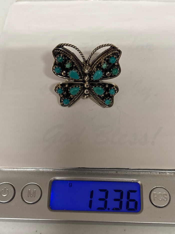 Turquoise Butterfly Ring Size 9 | 925 Sterling Silver C853