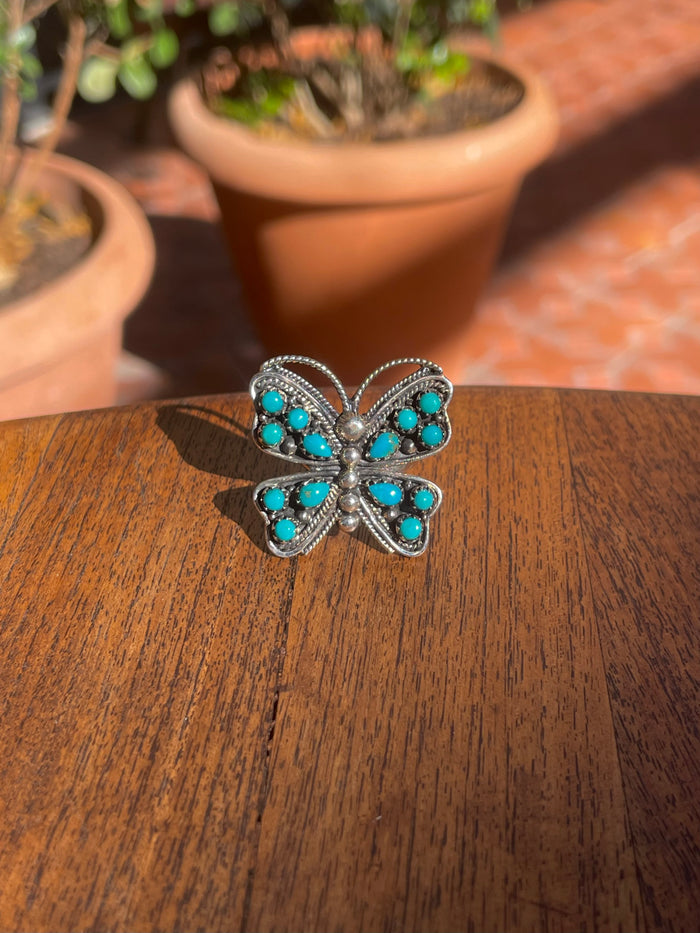 Turquoise Butterfly Ring Size 9 | 925 Sterling Silver C858
