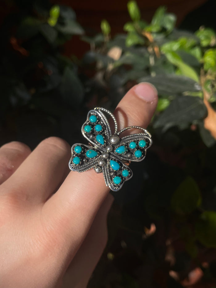Turquoise Butterfly Ring Size 9 | 925 Sterling Silver C858