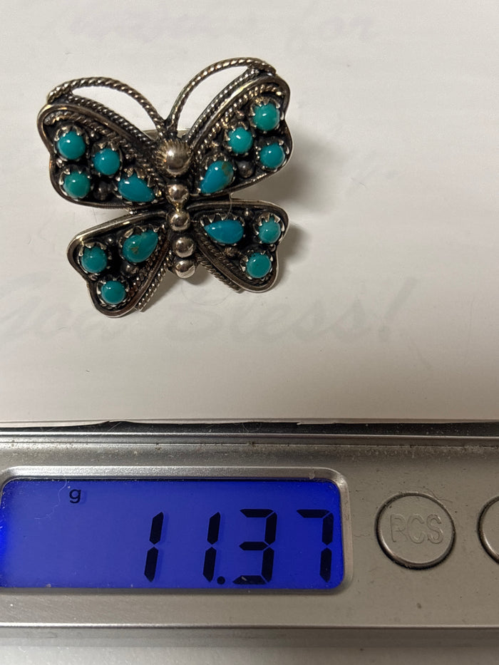 Turquoise Butterfly Ring Size 9 | 925 Sterling Silver C858