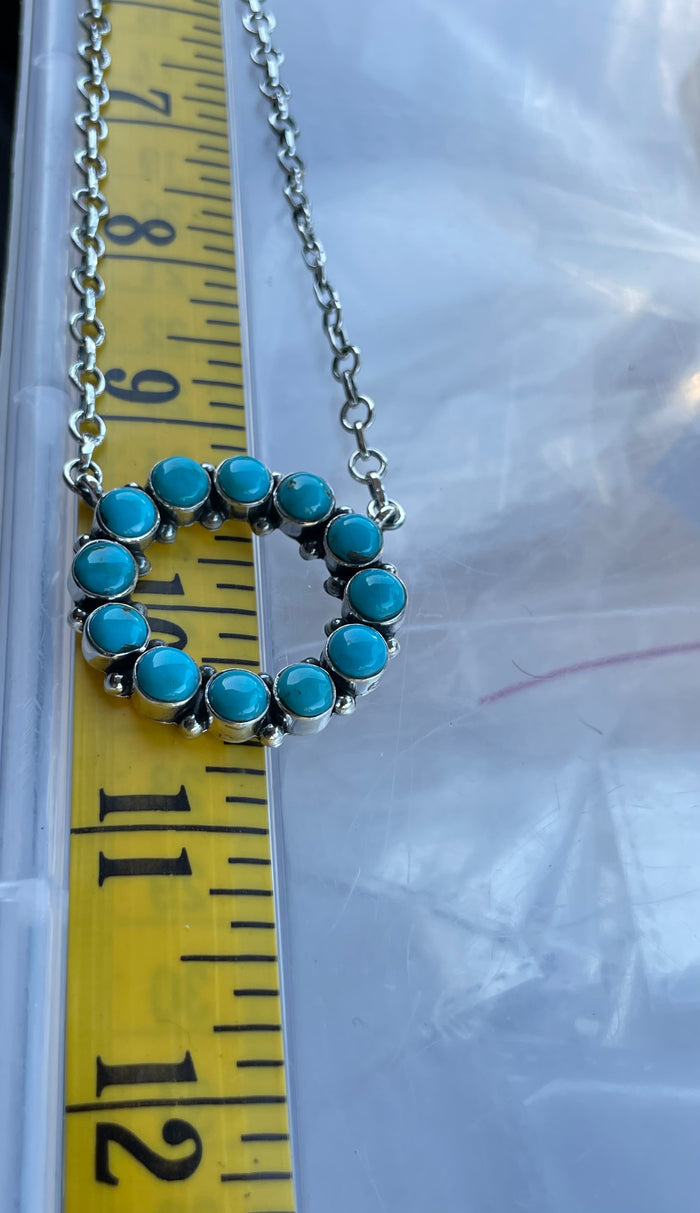 Turquoise Circular Chain Necklace | Sterling Silver 925 C761