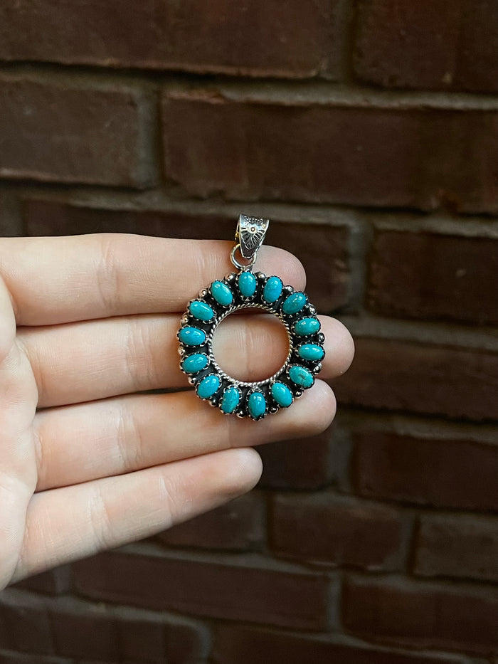 Turquoise Circular Pendant | Sterling Silver 925 C772