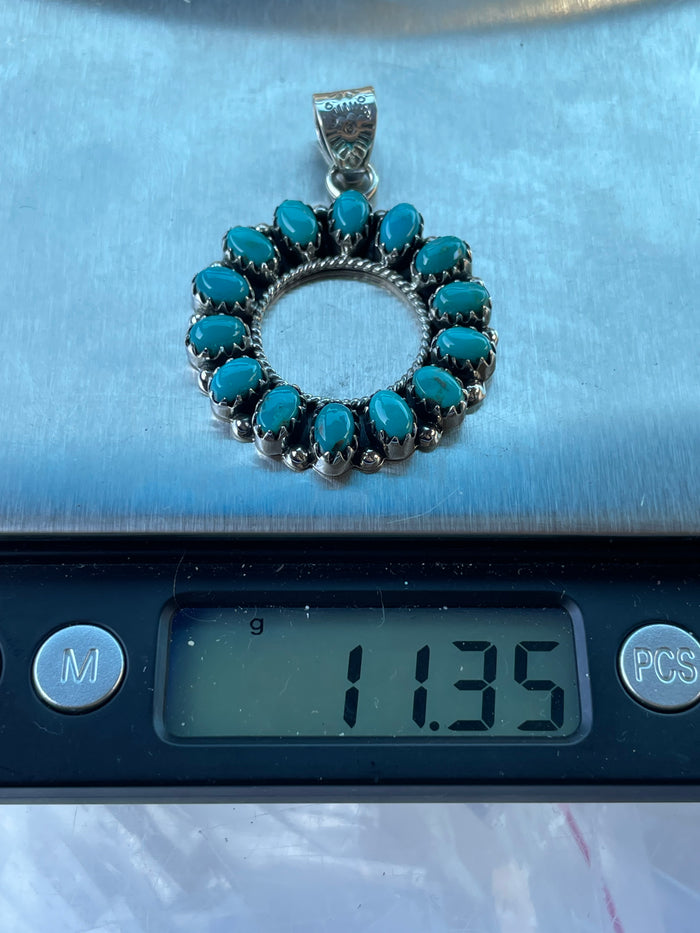 Turquoise Circular Pendant | Sterling Silver 925 C772