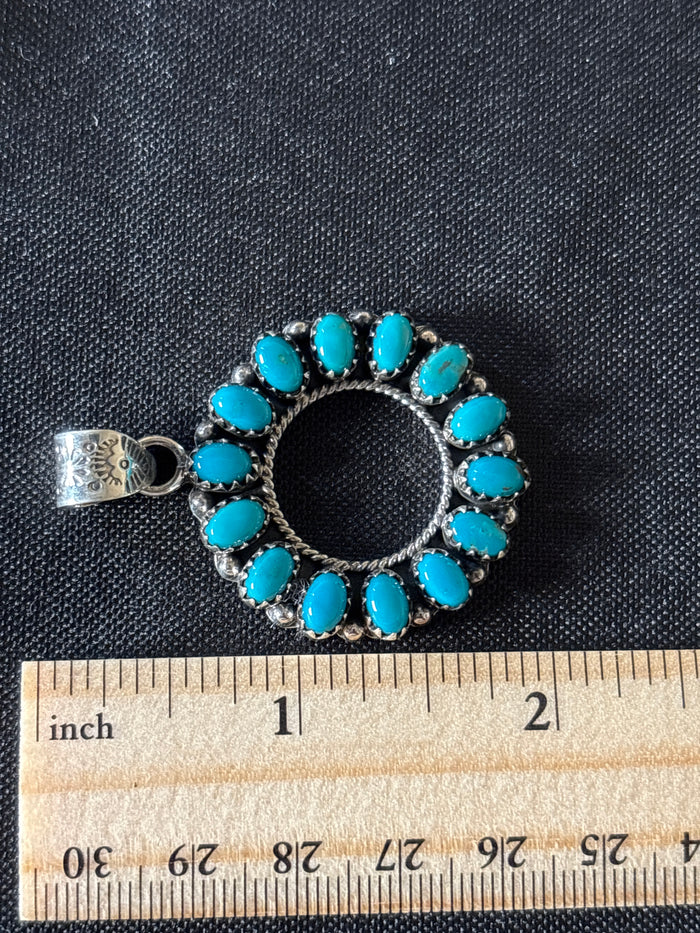 Turquoise Circular Pendant | Sterling Silver 925 C772