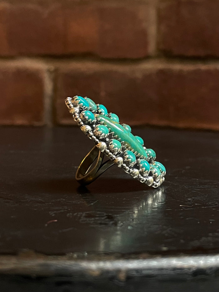 Turquoise Cluster Ring Size 7 | 925 Sterling Silver G259