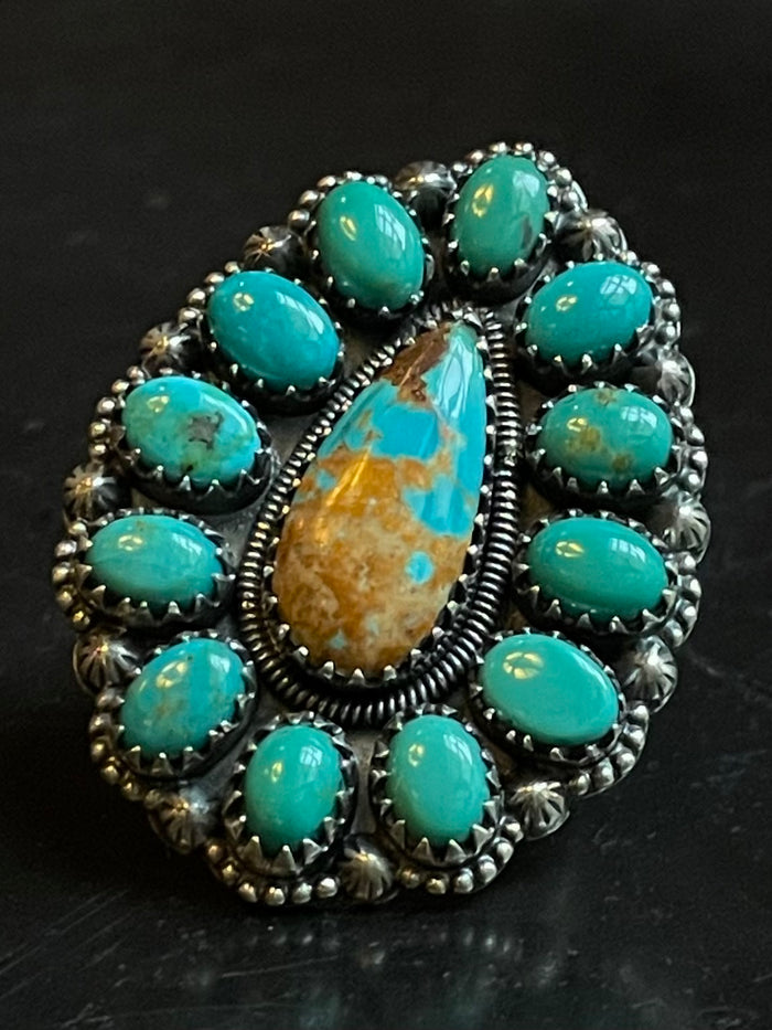 Turquoise Cluster Ring Size 7 | 925 Sterling Silver G260