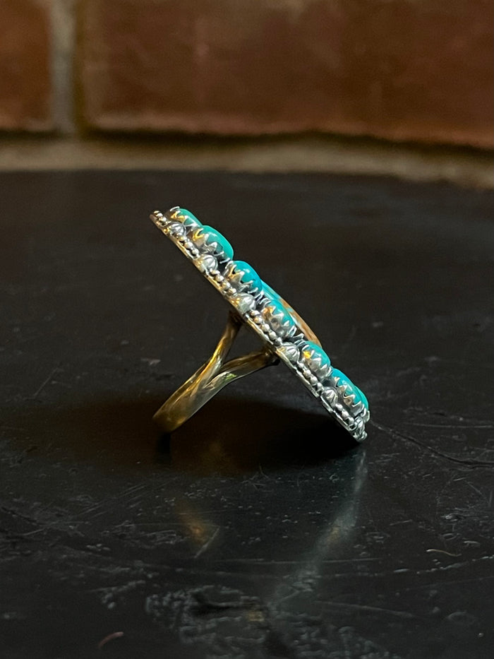 Turquoise Cluster Ring Size 7 | 925 Sterling Silver G260