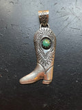 Turquoise Cowboy Boot Pendant | 925 Sterling Silver G621