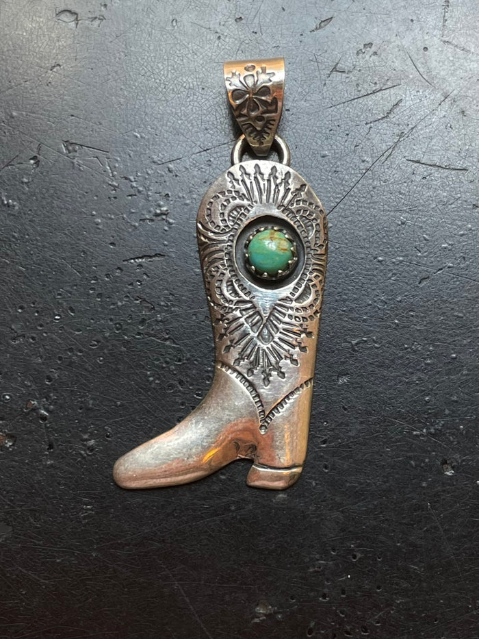 Turquoise Cowboy Boot Pendant | 925 Sterling Silver G621