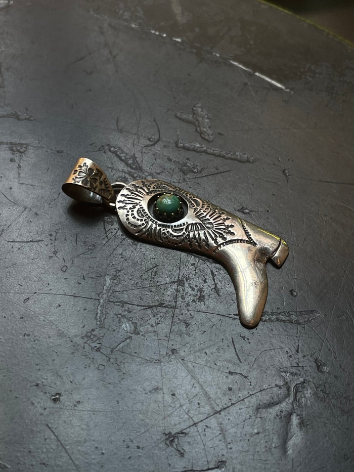 Turquoise Cowboy Boot Pendant | 925 Sterling Silver G621