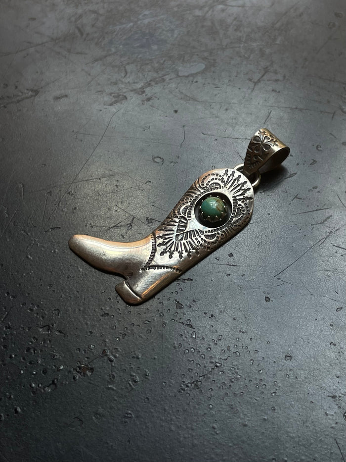Turquoise Cowboy Boot Pendant | 925 Sterling Silver G621