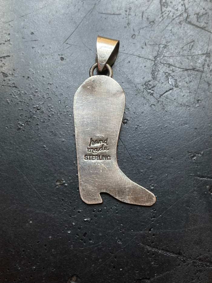 Turquoise Cowboy Boot Pendant | 925 Sterling Silver G621
