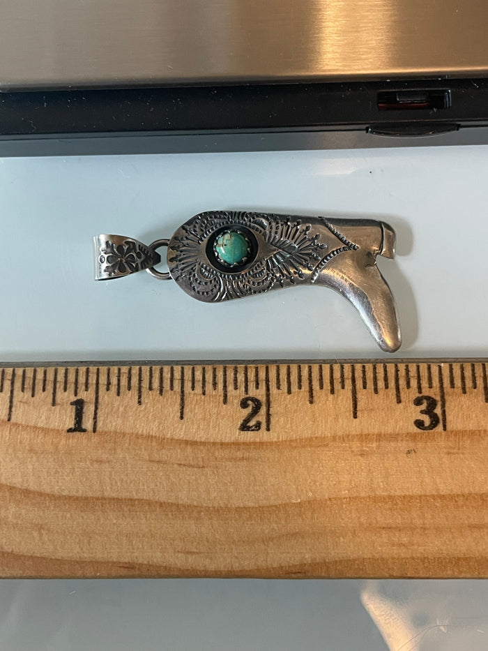 Turquoise Cowboy Boot Pendant | 925 Sterling Silver G621