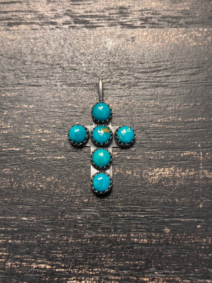 Turquoise Cross Pendant | 925 Sterling Silver Southwestern A114