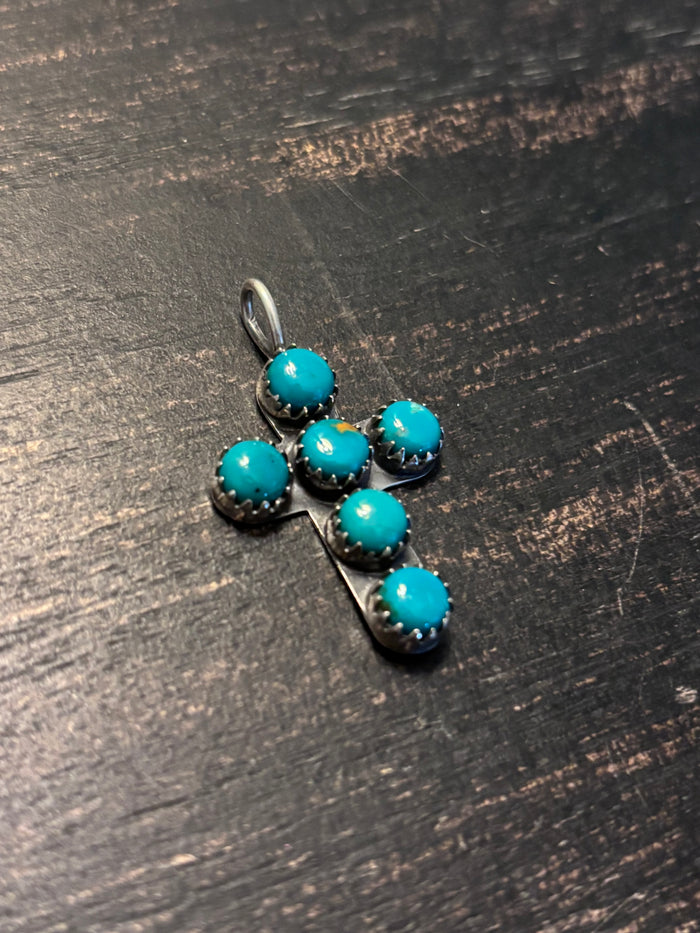 Turquoise Cross Pendant | 925 Sterling Silver Southwestern A114