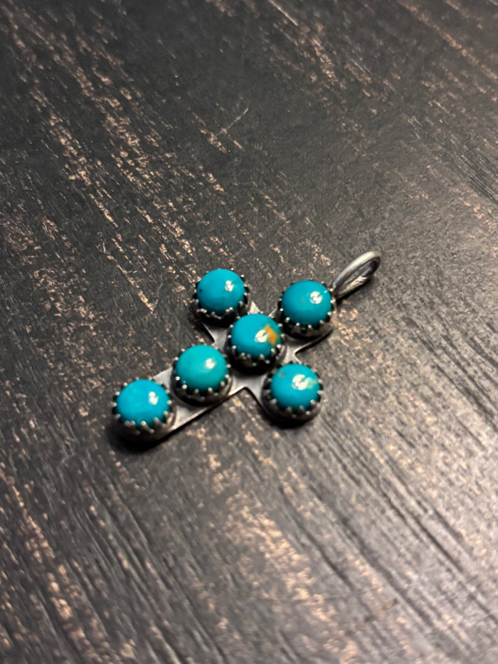 Turquoise Cross Pendant | 925 Sterling Silver Southwestern A114
