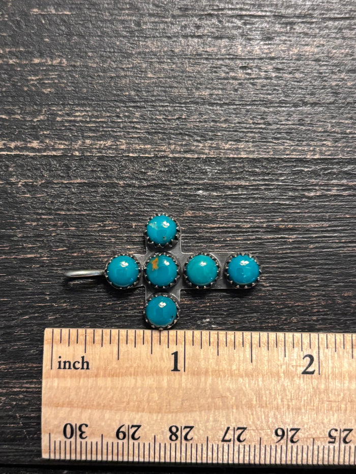 Turquoise Cross Pendant | 925 Sterling Silver Southwestern A114