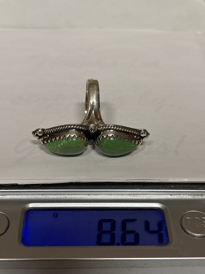 Turquoise Double Stone Ring Size 6 | 925 Sterling Silver C955