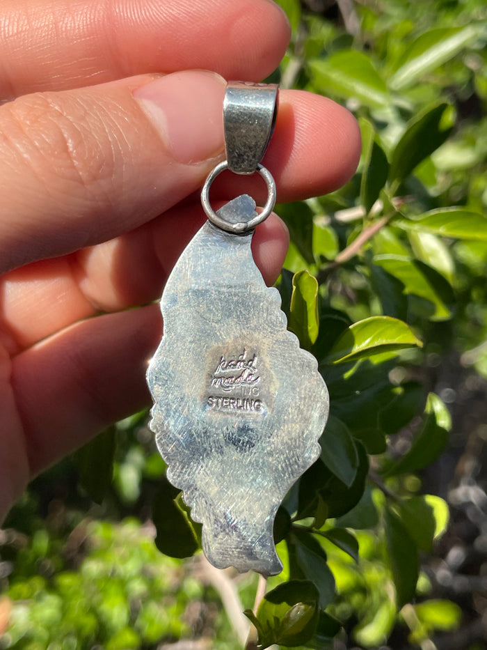 Turquoise Feather Pendant | Sterling Silver 925 B687
