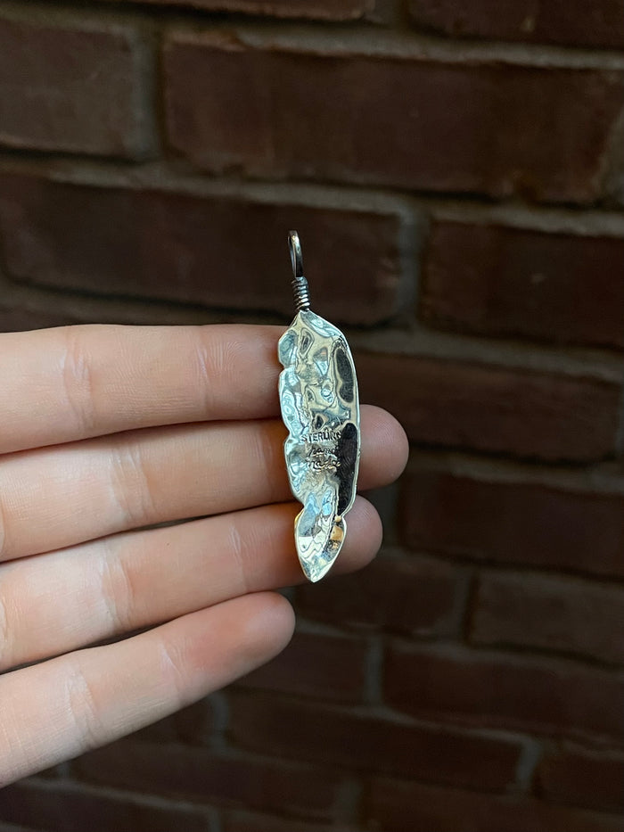 Turquoise Feather Pendant | Sterling Silver 925 C780