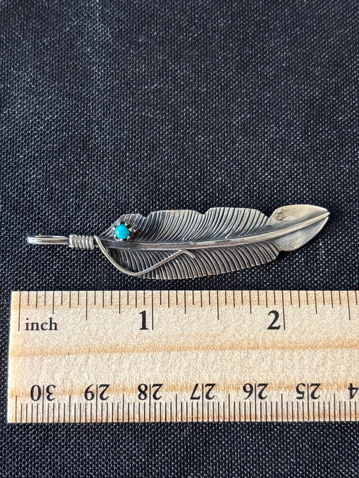 Turquoise Feather Pendant | Sterling Silver 925 C780