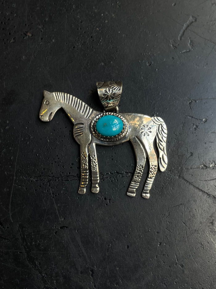 Turquoise Horse Pendant | 925 Sterling Silver E271