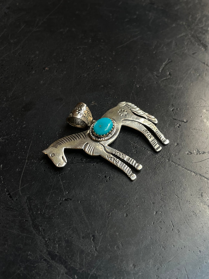 Turquoise Horse Pendant | 925 Sterling Silver E271