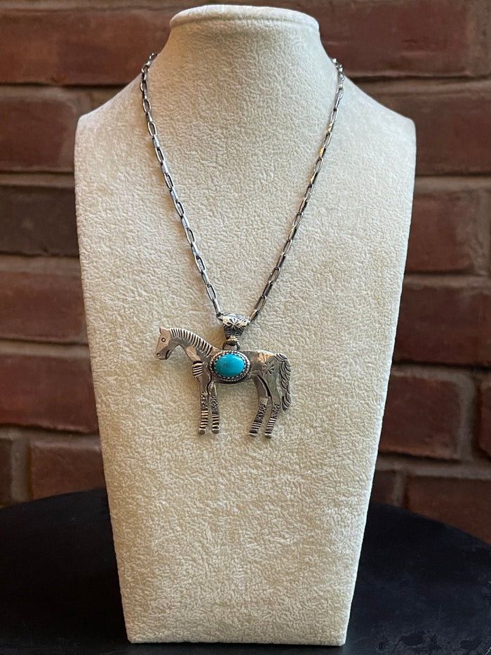 Turquoise Horse Pendant | 925 Sterling Silver E271