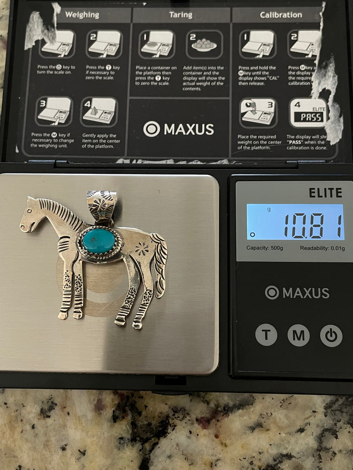 Turquoise Horse Pendant | 925 Sterling Silver E271