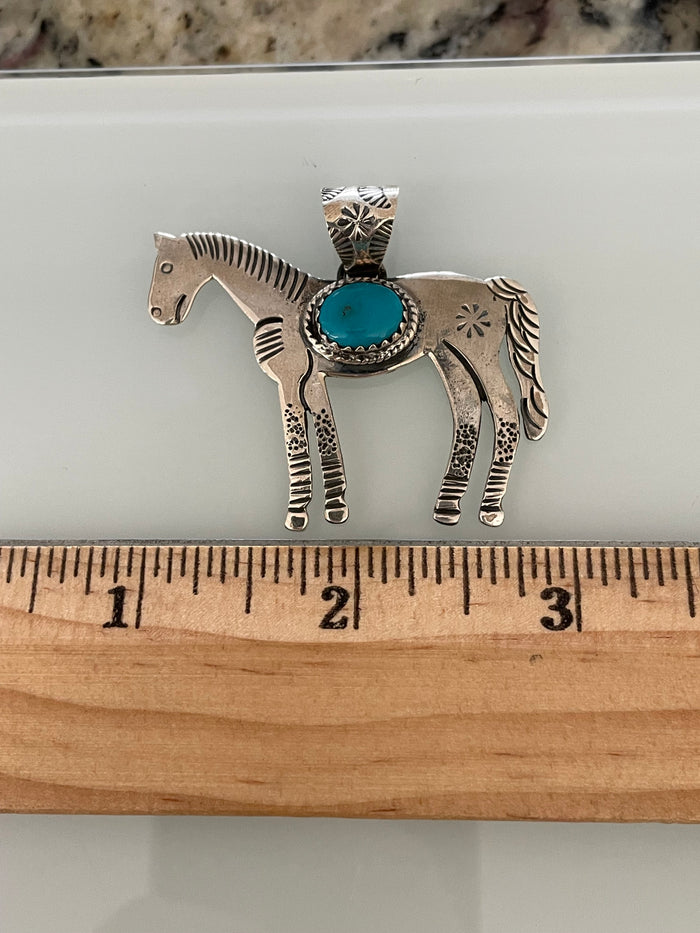 Turquoise Horse Pendant | 925 Sterling Silver E271