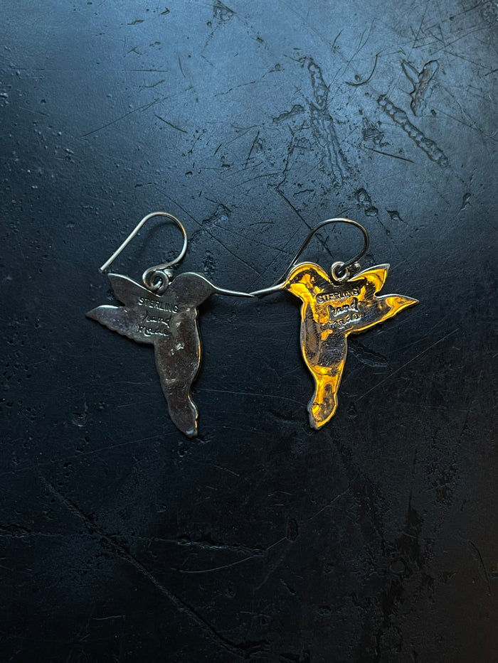 Turquoise Hummingbird Earrings | 925 Sterling Silver Hooks E374