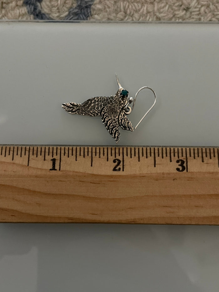 Turquoise Hummingbird Earrings | 925 Sterling Silver Hooks E374