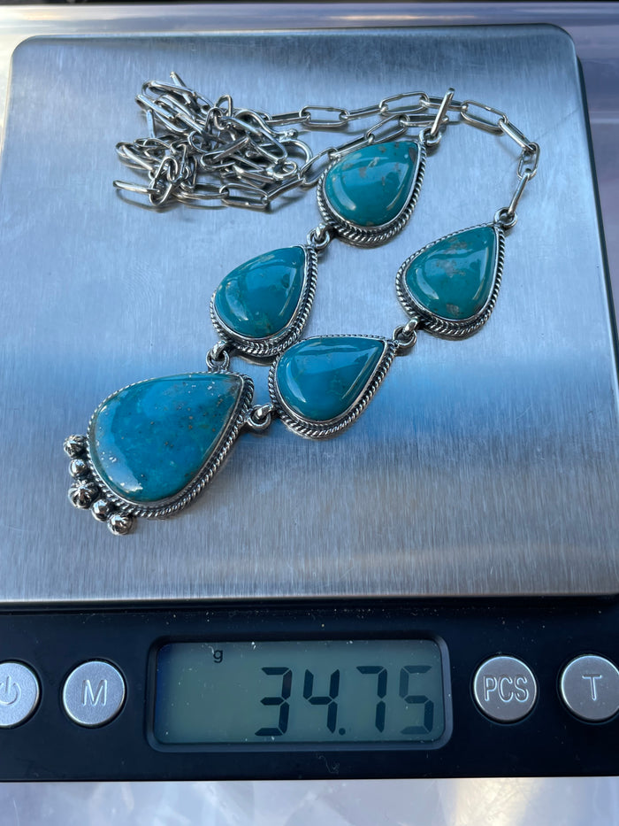 Turquoise Lariat Necklace | Sterling Silver 925 C753
