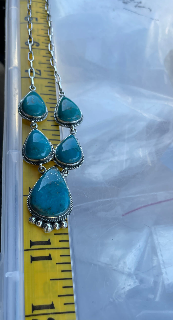 Turquoise Lariat Necklace | Sterling Silver 925 C753