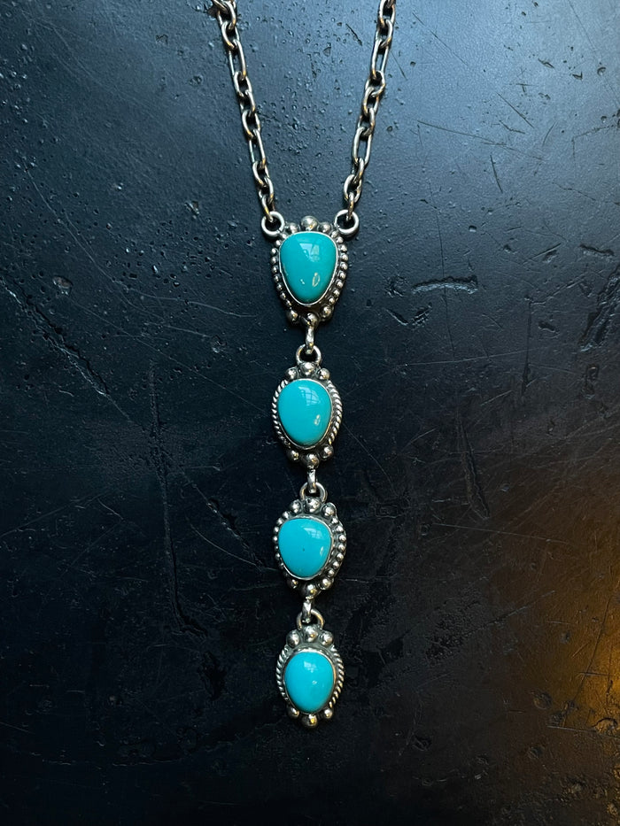 Turquoise Lariat Necklace | Sterling Silver 925 C760