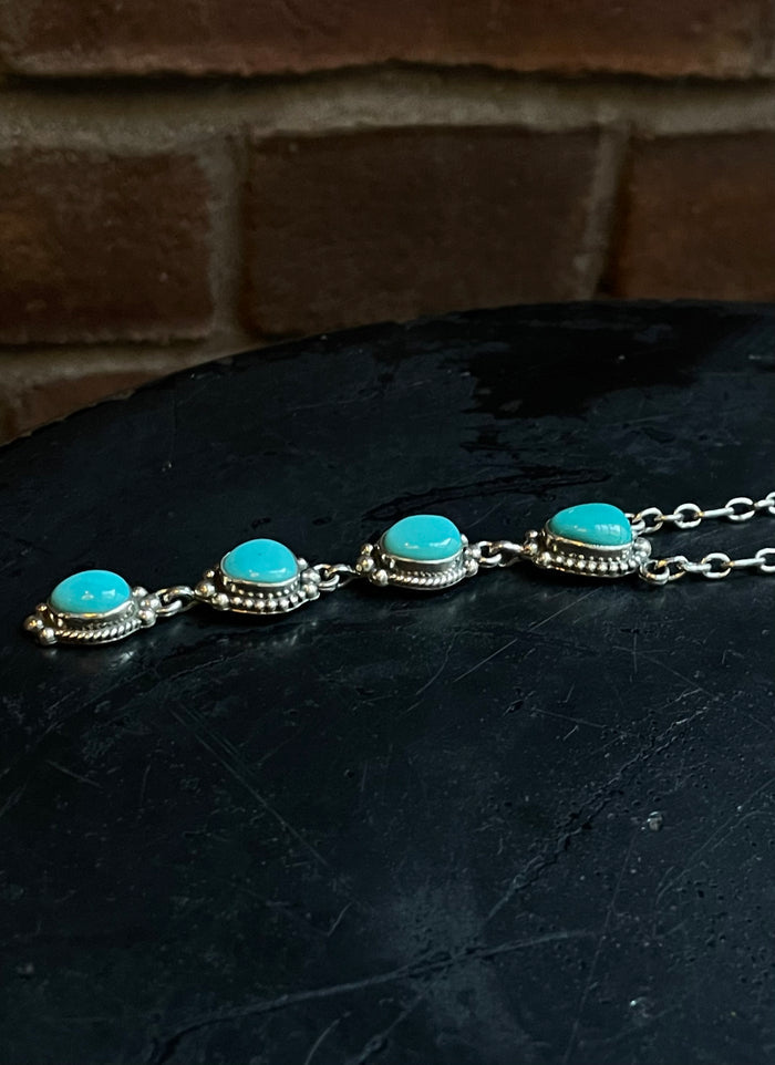 Turquoise Lariat Necklace | Sterling Silver 925 C760