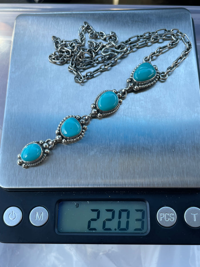 Turquoise Lariat Necklace | Sterling Silver 925 C760