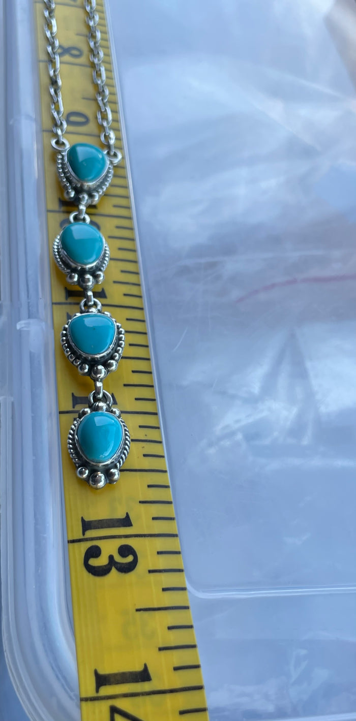 Turquoise Lariat Necklace | Sterling Silver 925 C760