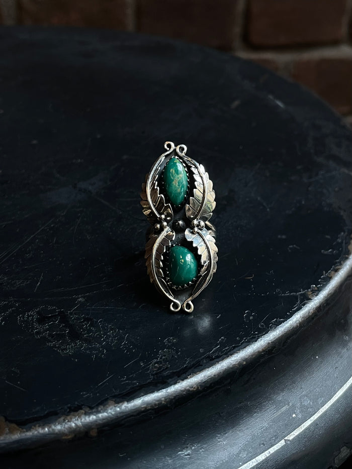 Turquoise Leaf Ring Size 8 | 925 Sterling Silver C953