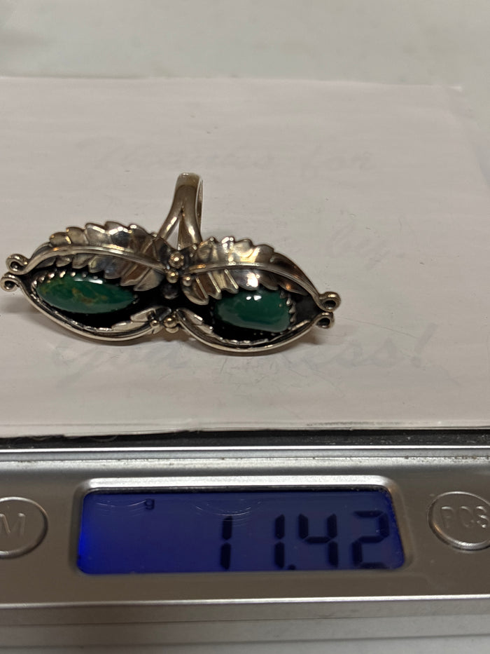 Turquoise Leaf Ring Size 8 | 925 Sterling Silver C953