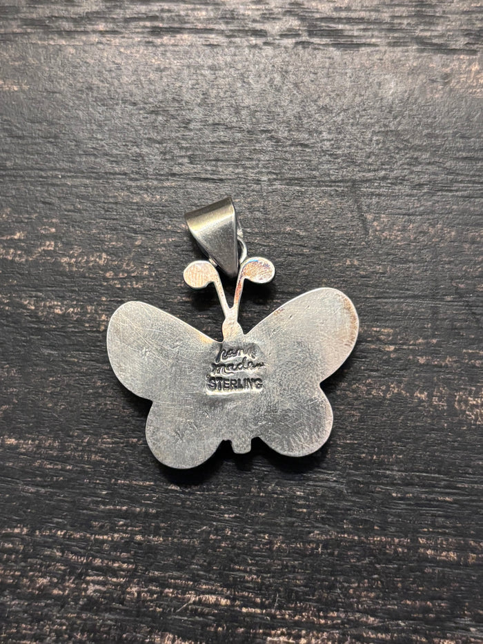Turquoise Pink Conch Butterfly Pendant | 925 Sterling Silver A112