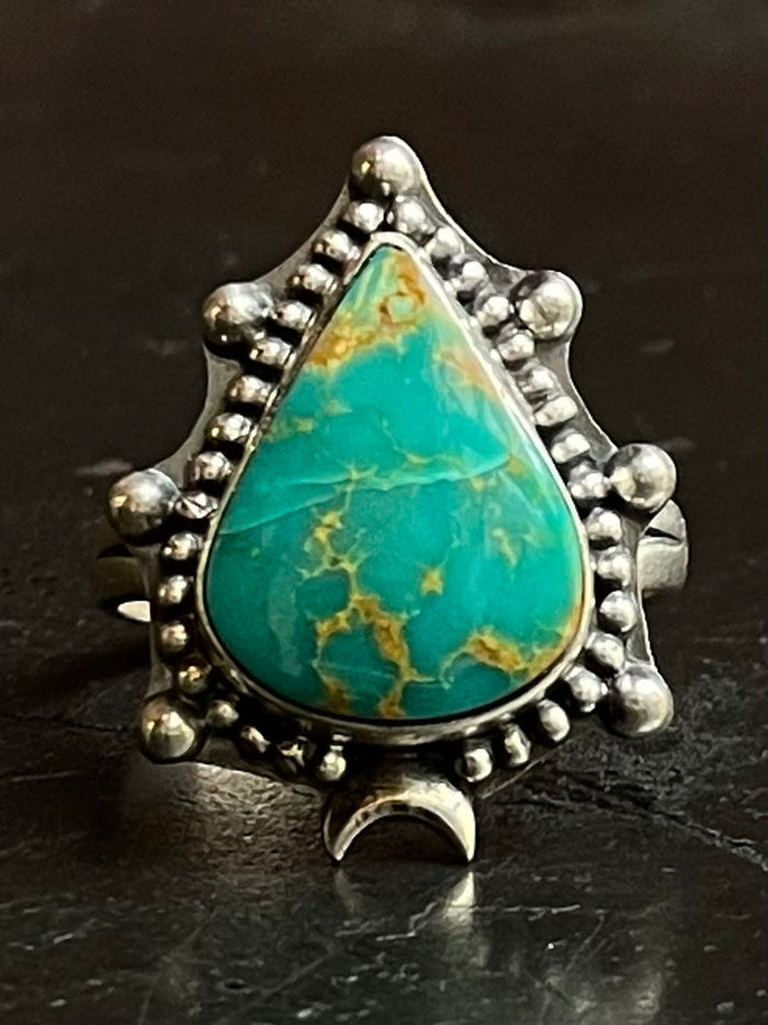 Turquoise Tear Drop Ring Size 10.5 | 925 Sterling Silver G274