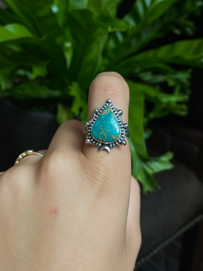 Turquoise Tear Drop Ring Size 10.5 | 925 Sterling Silver G274