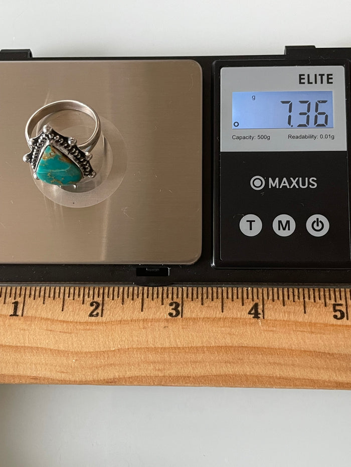 Turquoise Tear Drop Ring Size 10.5 | 925 Sterling Silver G274