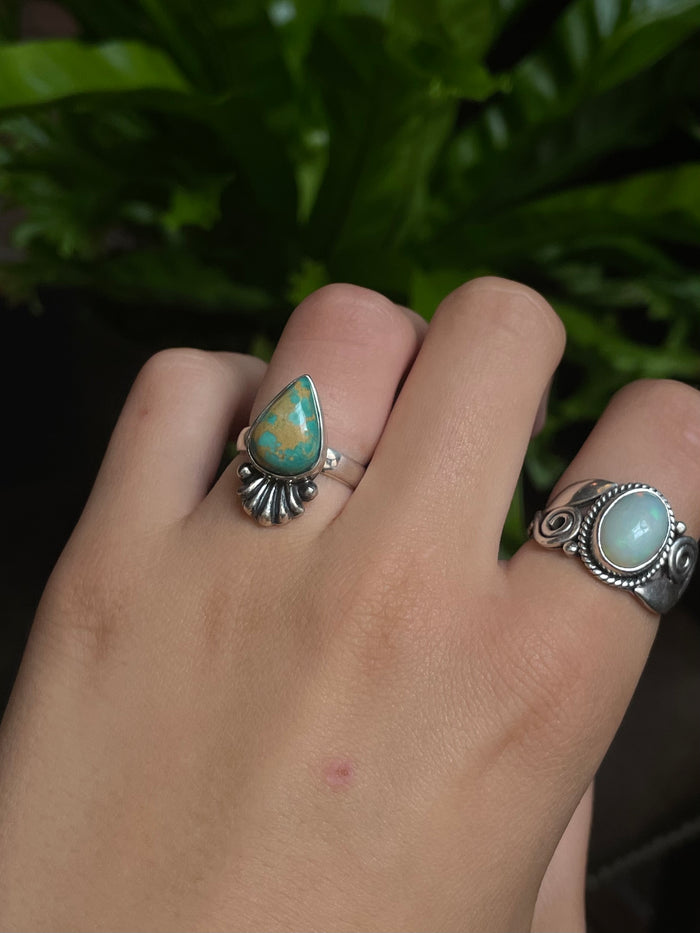 Turquoise Tear Drop Ring Size 6 | 925 Sterling Silver G282