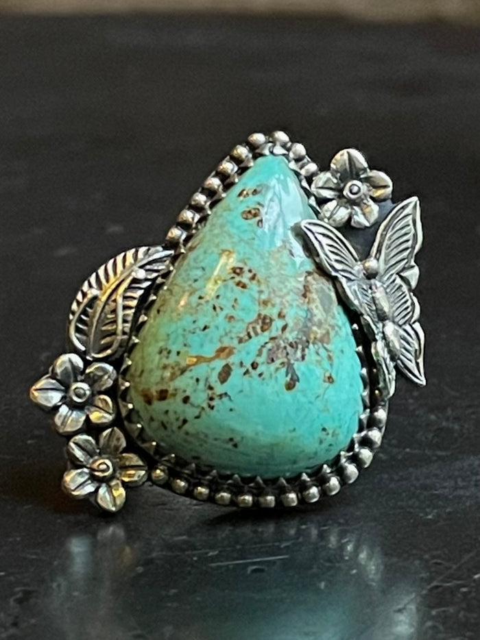 Turquoise Tear Drop Ring Size 7 | 925 Sterling Silver G267