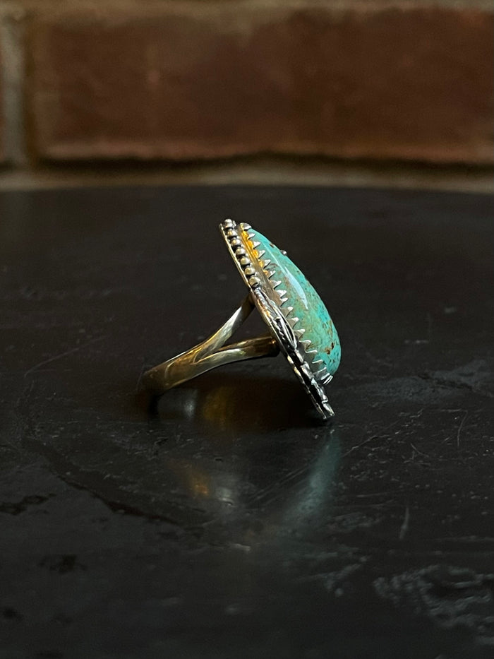 Turquoise Tear Drop Ring Size 7 | 925 Sterling Silver G267