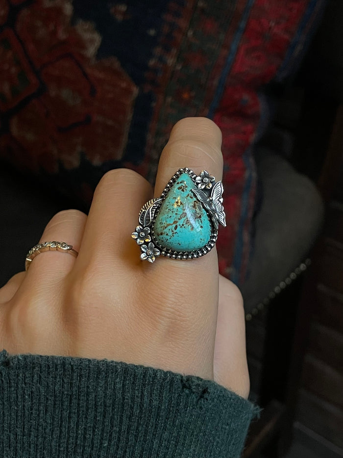 Turquoise Tear Drop Ring Size 7 | 925 Sterling Silver G267