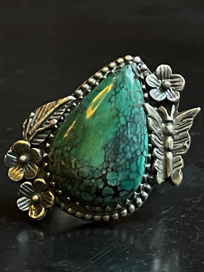 Turquoise Tear Drop Ring Size 8 | 925 Sterling Silver G266